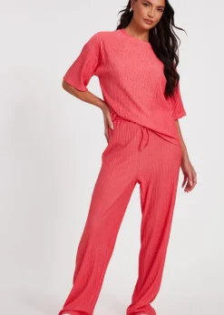 Trousers>Quiz Orange Textured Palazzo Trousers