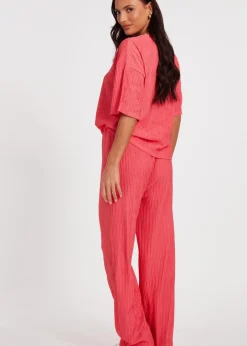 Trousers>Quiz Orange Textured Palazzo Trousers