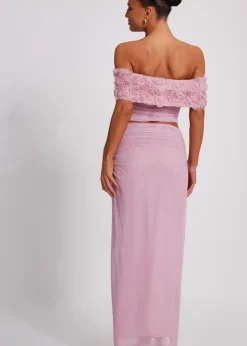 Tops>Quiz Pink Floral Mesh Top