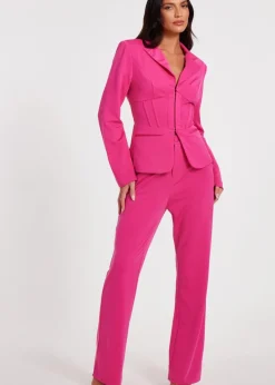 Coats & Jackets>Quiz Pink Woven Tailored Blazer