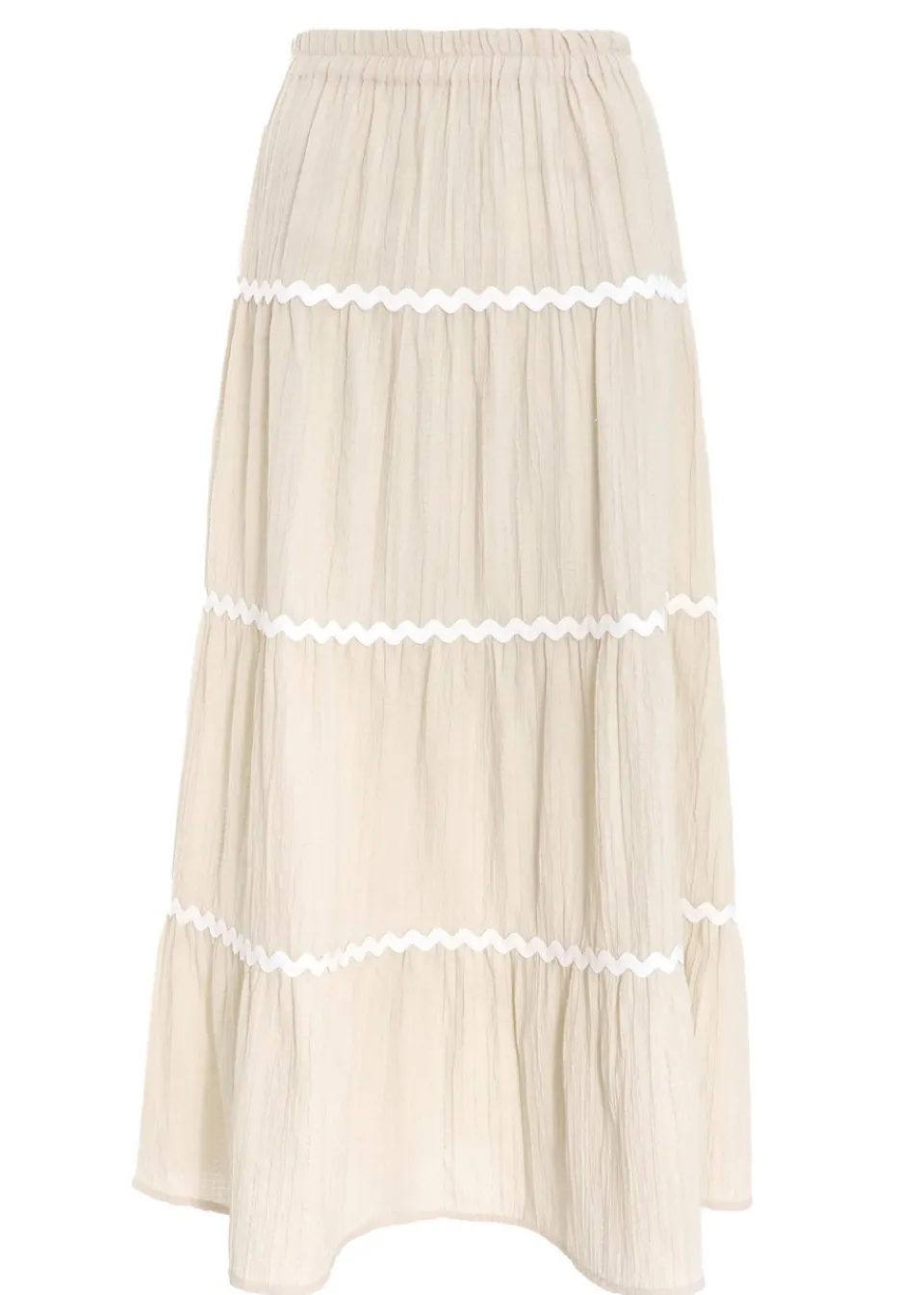 Skirts>Quiz Stone Wavy Trim Maxi Skirt