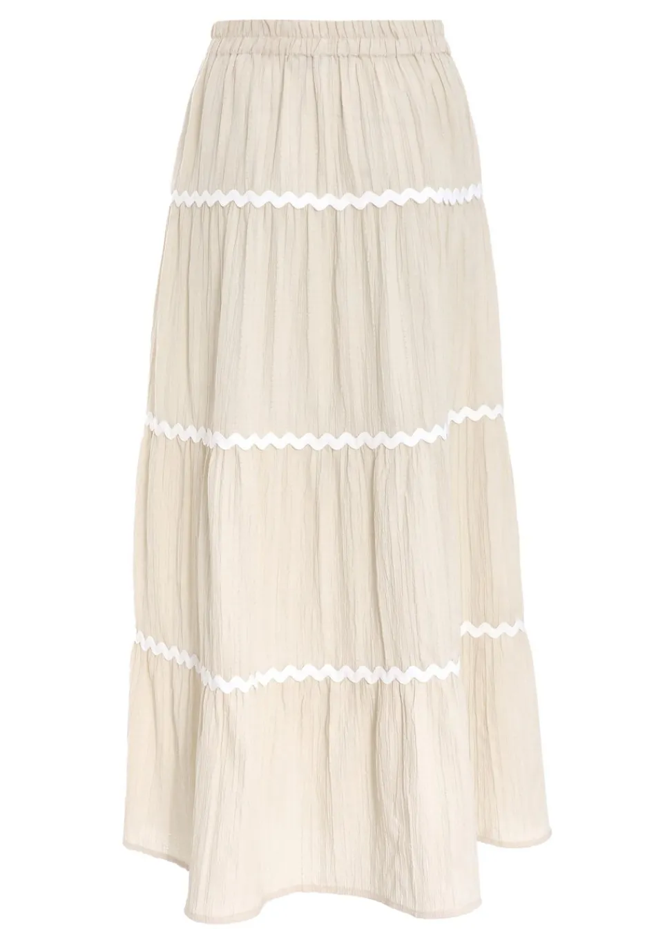 Skirts>Quiz Stone Wavy Trim Maxi Skirt