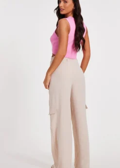 Trousers>Quiz Stone Wide Leg Trousers