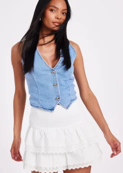 Skirts>Quiz White Embroidered Mini Skirt