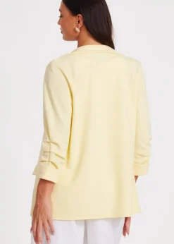 Coats & Jackets>Quiz Yellow Ruched Sleeve Blazer