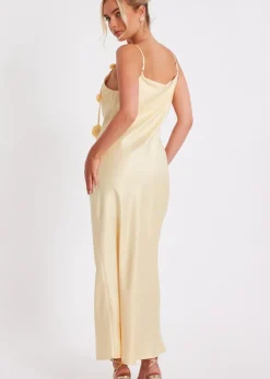 Dresses>Quiz Yellow Satin Midaxi Dress