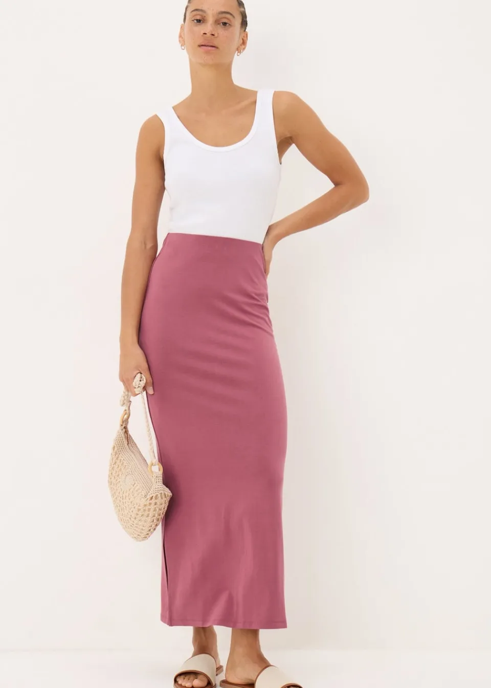 Skirts>Papaya Raspberry Jersey Maxi Skirt