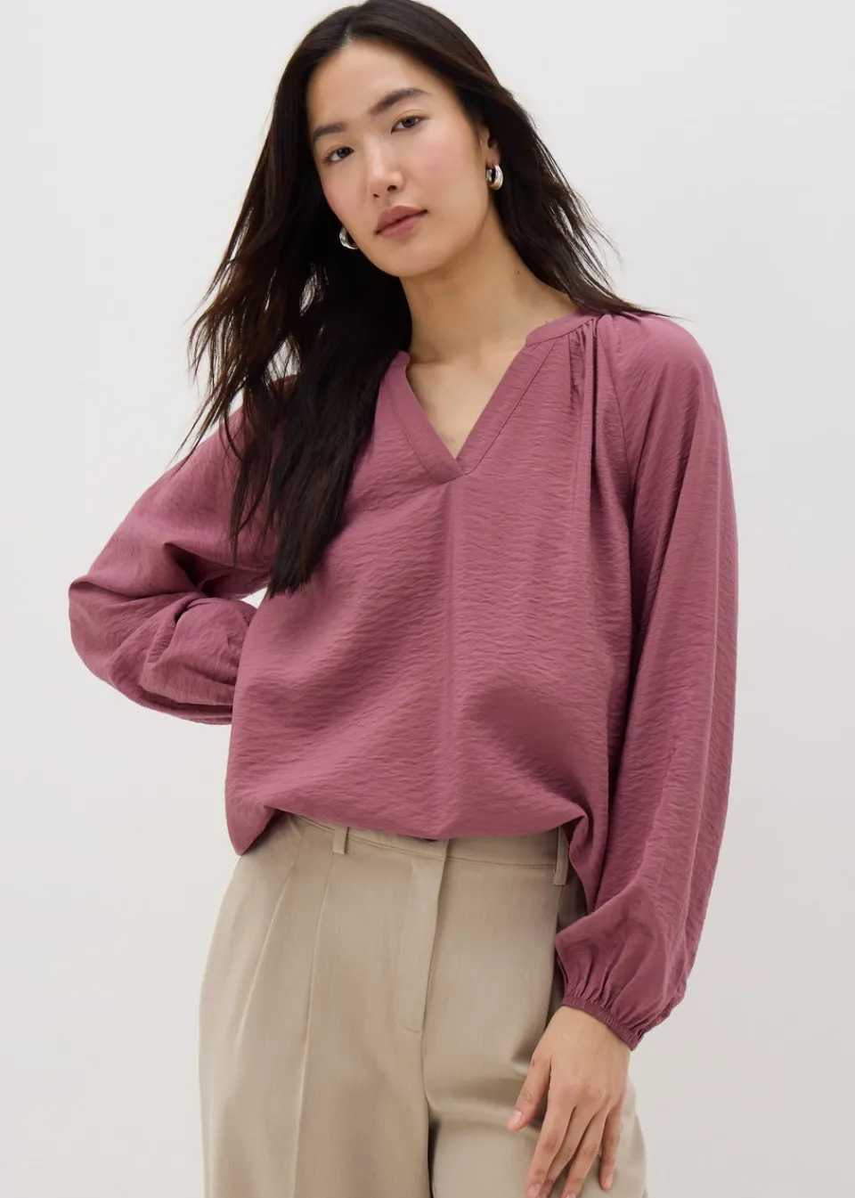 Tops>Papaya Raspberry Popover Blouse