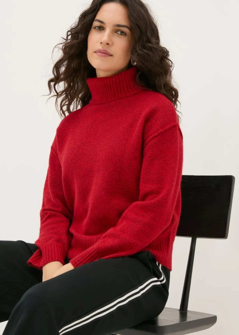 Tops>Papaya Roll Neck Jumper Red