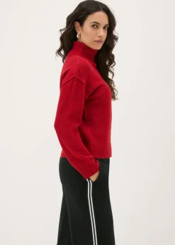 Tops>Papaya Roll Neck Jumper Red