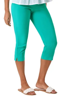 Trousers>Roman Aqua Cropped Stretch Trousers