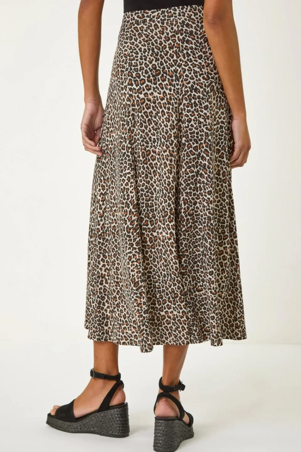 Skirts>Roman Beige Animal Print Stretch Pencil Skirt