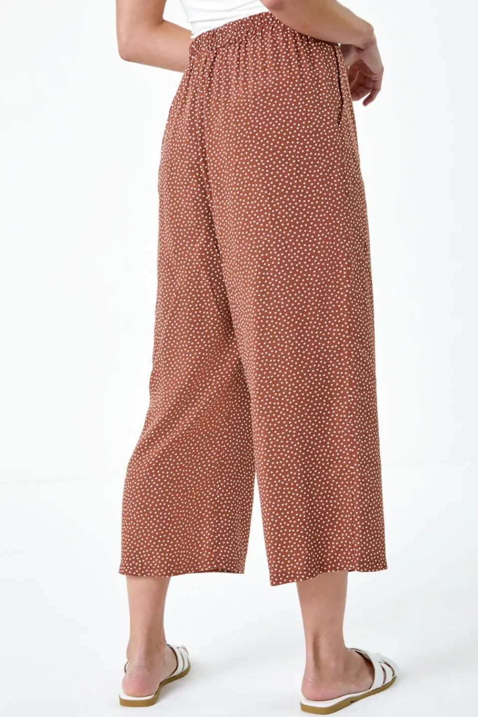 Trousers>Roman Biscuit Petite Spot Print Stretch Culottes