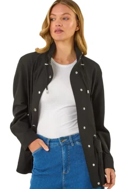 Coats & Jackets>Roman Black Buttoned Safari Jacket