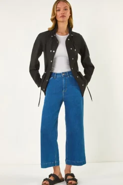 Coats & Jackets>Roman Black Buttoned Safari Jacket