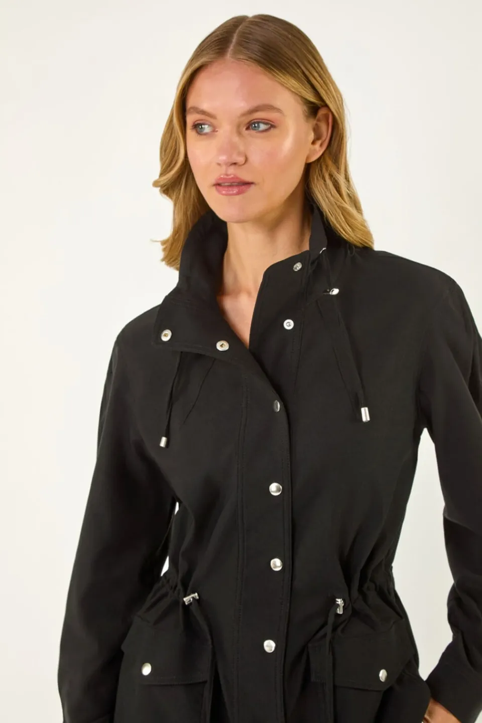 Coats & Jackets>Roman Black Buttoned Safari Jacket