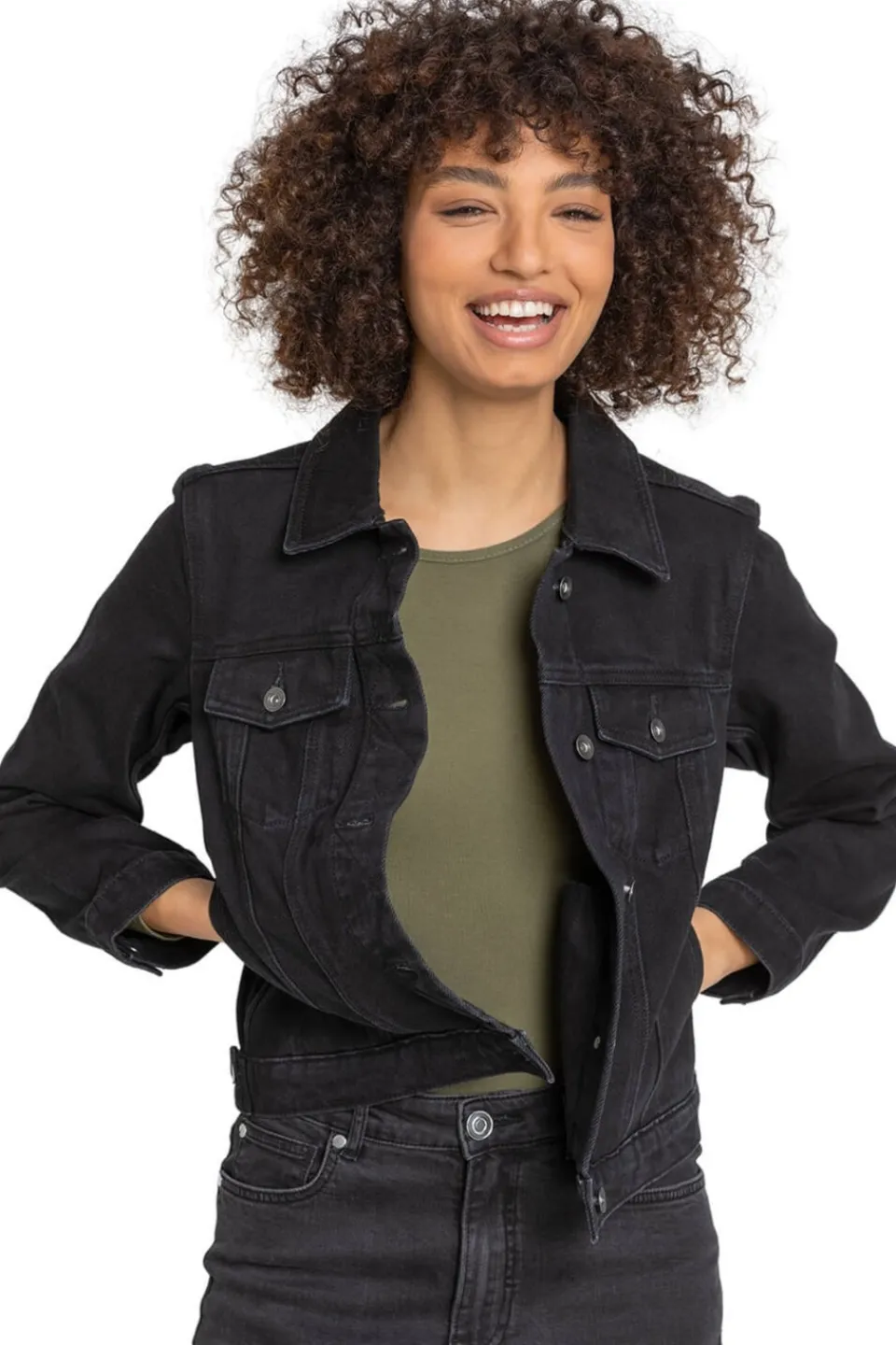 Coats & Jackets>Roman Classic Cotton Denim Jacket Black