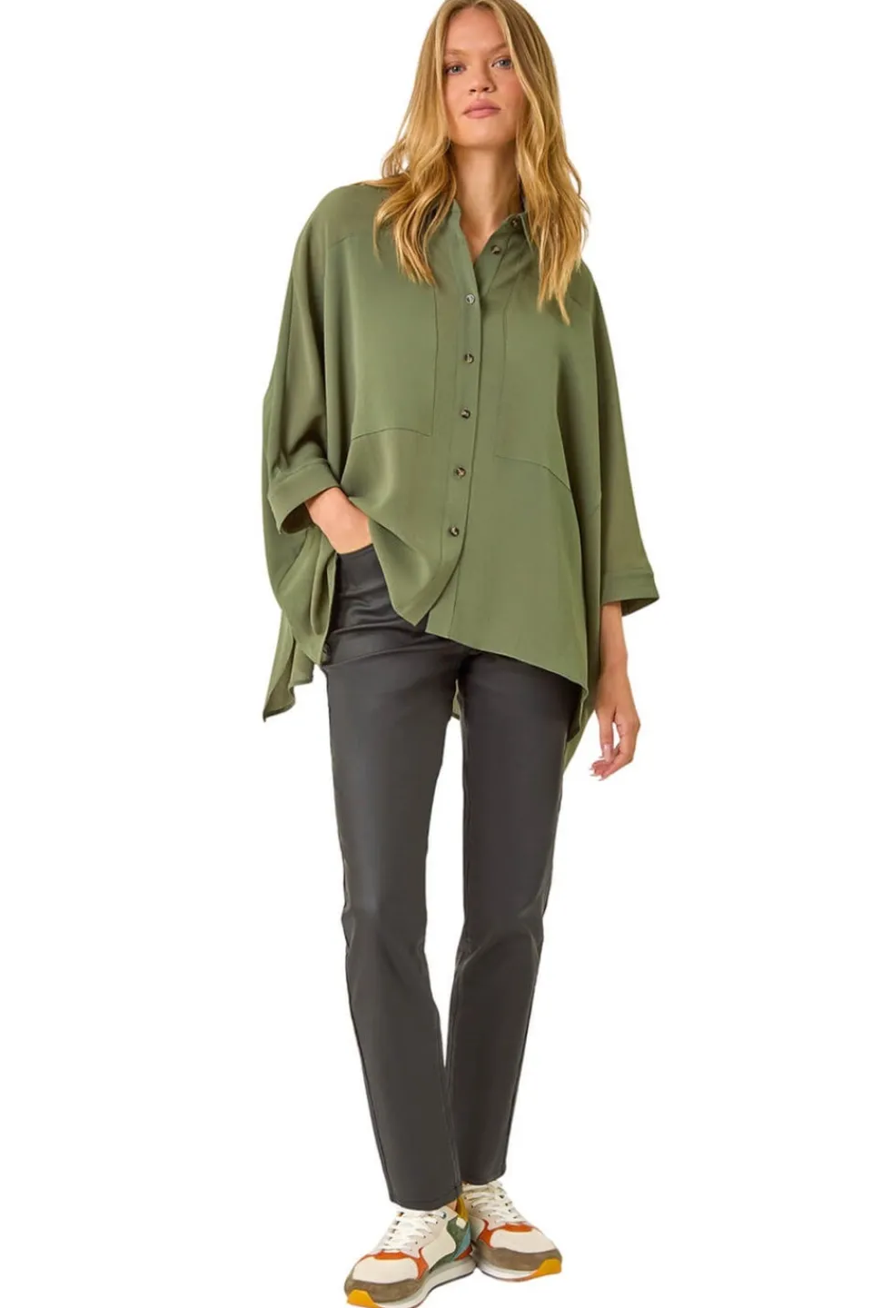 Jeans & Jeggings>Roman Coated Finish Mom Style Jeans Black