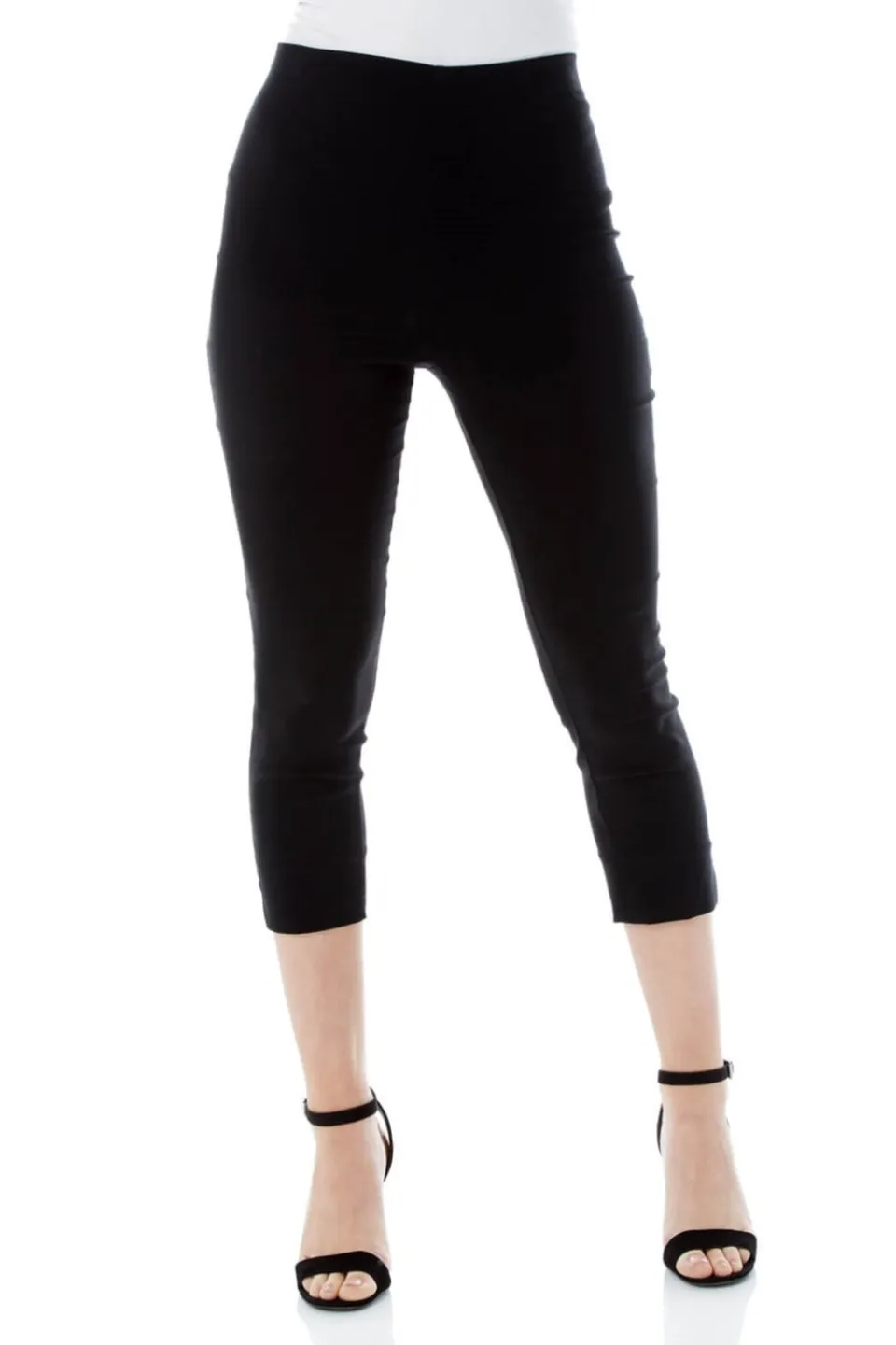 Trousers>Roman Cropped Stretch Trouser Capri Leggings 3/4 Pedal Pushers Black