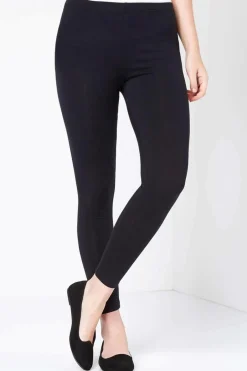 Leggings>Roman Black Curve Stretch Plain Elastic Waist Leggings
