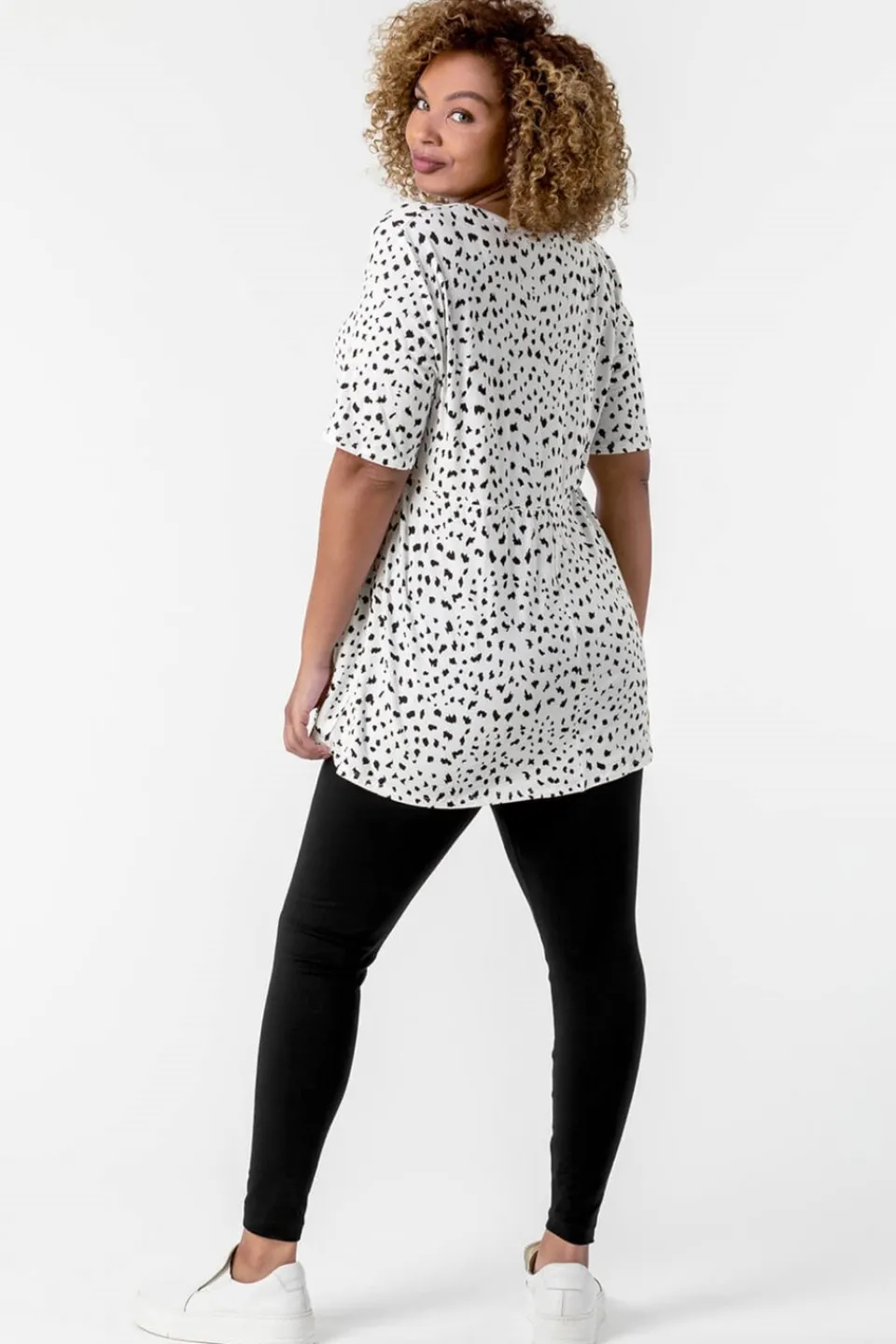 Leggings>Roman Black Curve Stretch Plain Elastic Waist Leggings