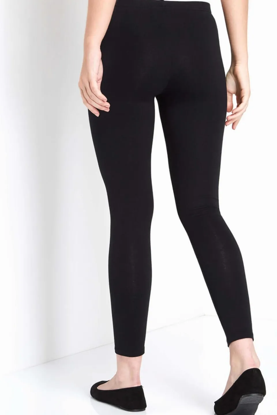 Leggings>Roman Black Curve Stretch Plain Elastic Waist Leggings