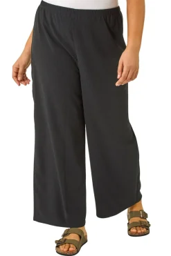 Trousers>Roman Black Curve Textured Stretch Trouser