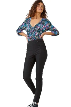Jeans & Jeggings>Roman Elastic Waist Stretch Jean Trouser Black