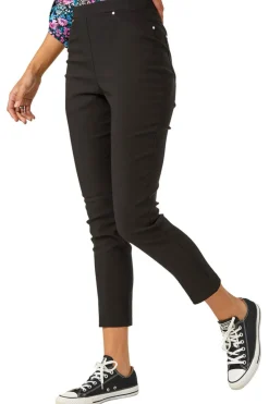 Jeans & Jeggings>Roman Elastic Waist Stretch Jean Trouser Black