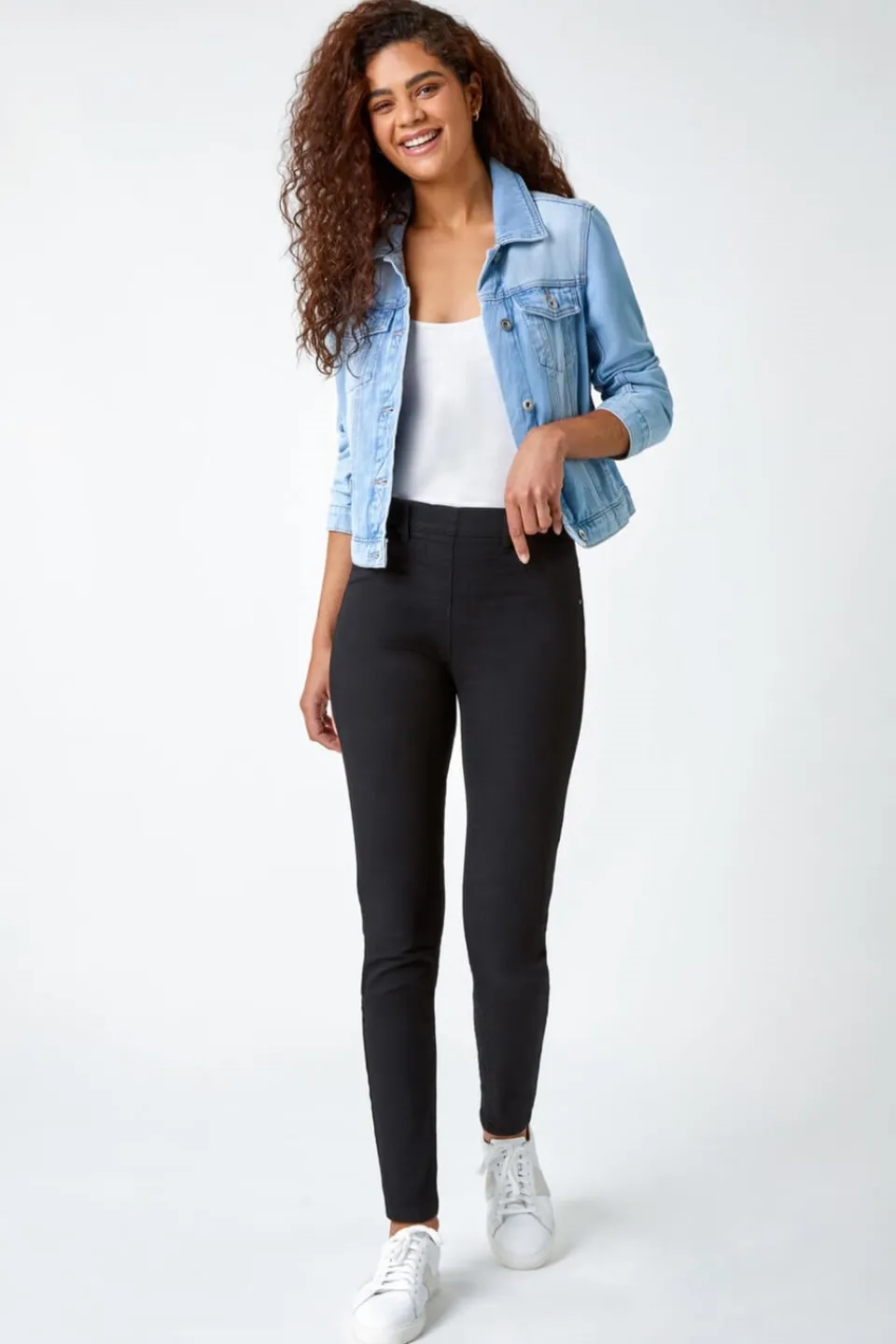 Jeans & Jeggings>Roman Elastic Waist 31" Denim Stretch Jegging Black