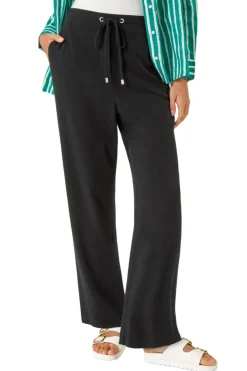 Trousers>Roman Black Full Length Linen Trousers
