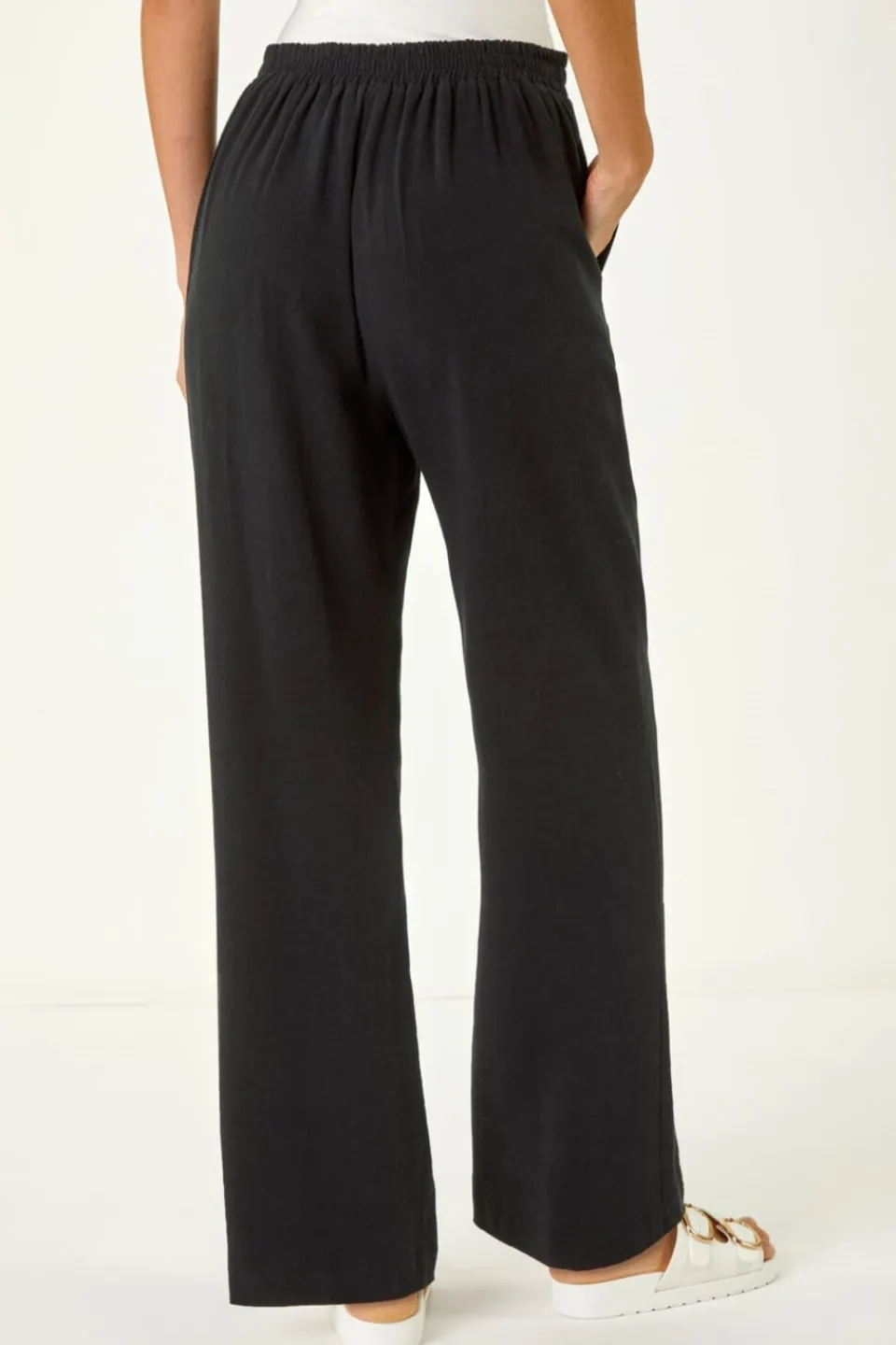 Trousers>Roman Black Full Length Linen Trousers