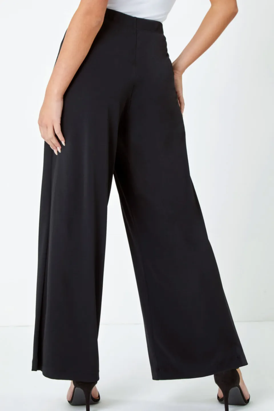 Trousers>Roman Petite Wide Leg Stretch Trouser Black