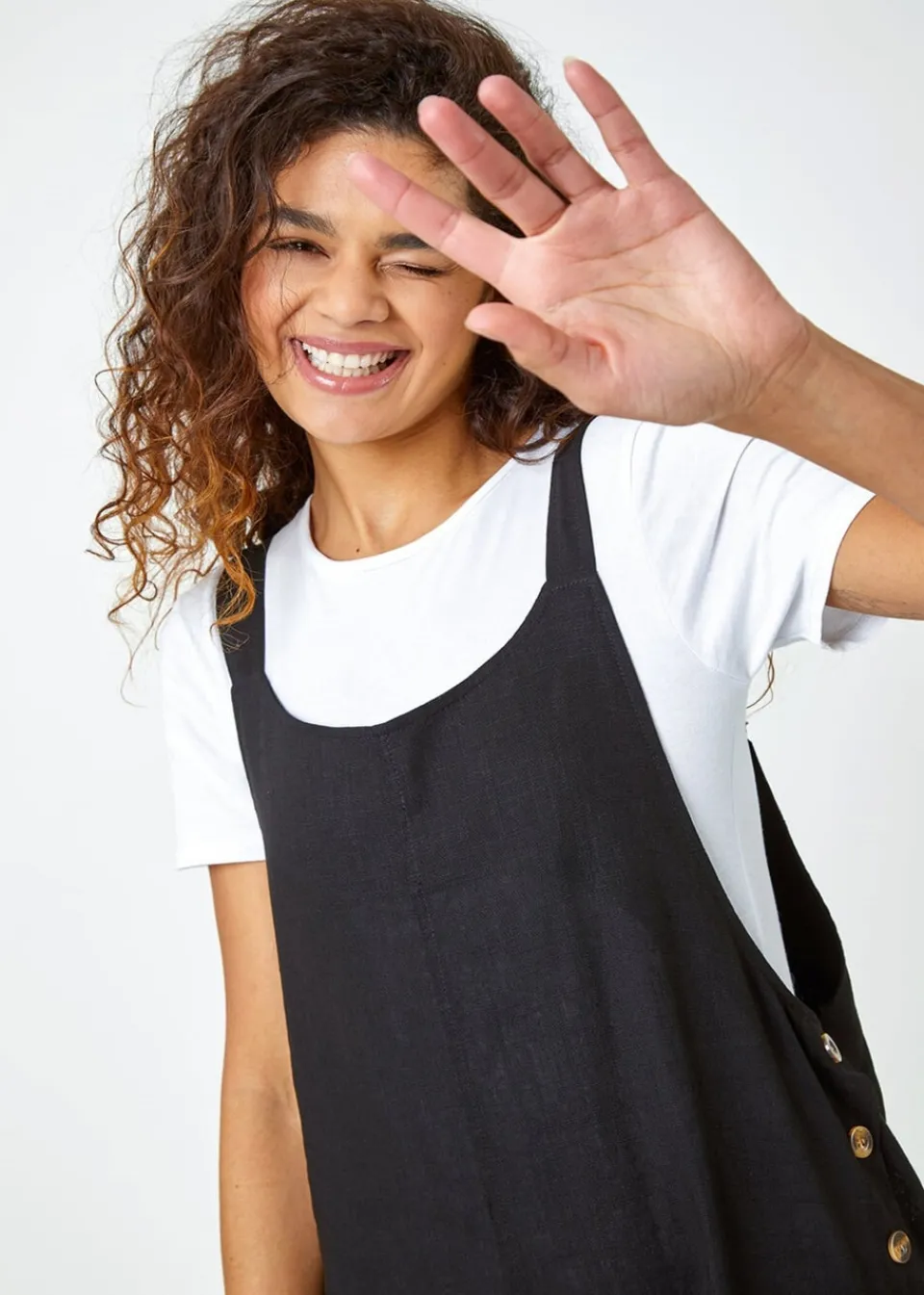 Jumpsuits & Playsuits>Roman Black Shoulder Tie Cotton Playsuit