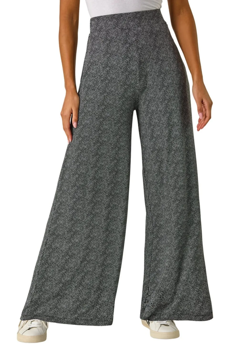 Trousers>Roman Black Spot Print Wide Leg Trouser