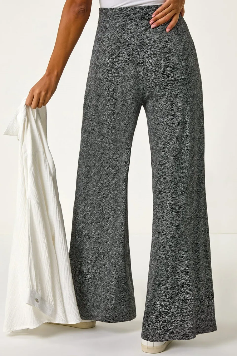 Trousers>Roman Black Spot Print Wide Leg Trouser