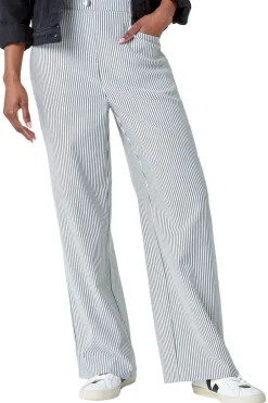 Trousers>Roman Black Stripe Wide Leg Stretch Trousers