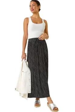 Skirts>Roman Black Swirl & Spot Print A-line Skirt