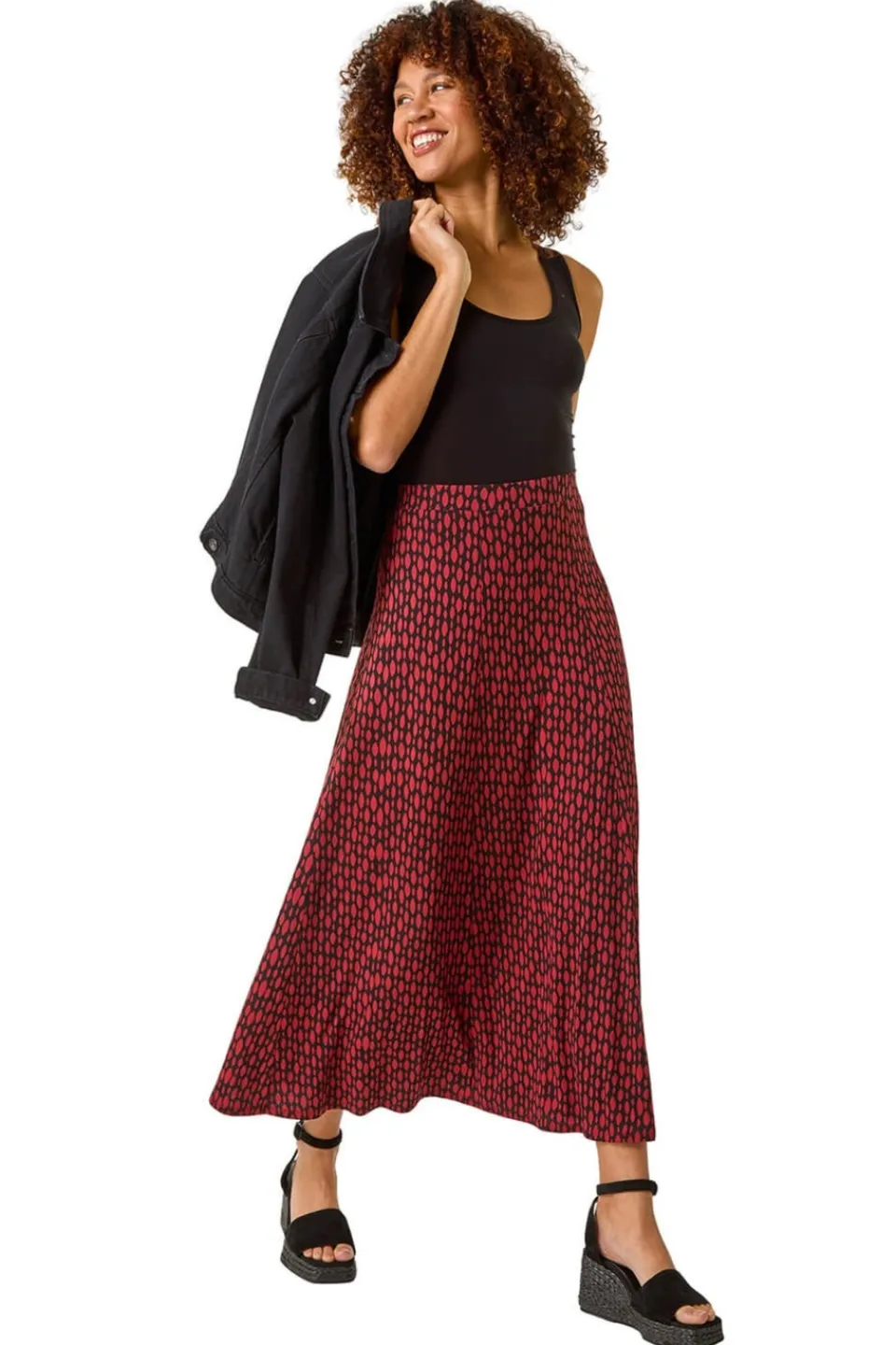 Skirts>Roman Black Tear Drop Panel Maxi Skirt