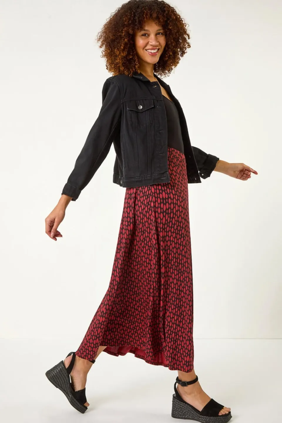 Skirts>Roman Black Tear Drop Panel Maxi Skirt