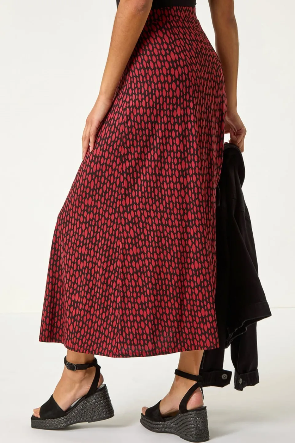 Skirts>Roman Black Tear Drop Panel Maxi Skirt
