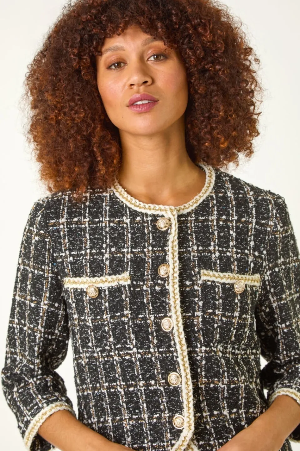 Coats & Jackets>Roman Black Textured Check Pocket Jacket