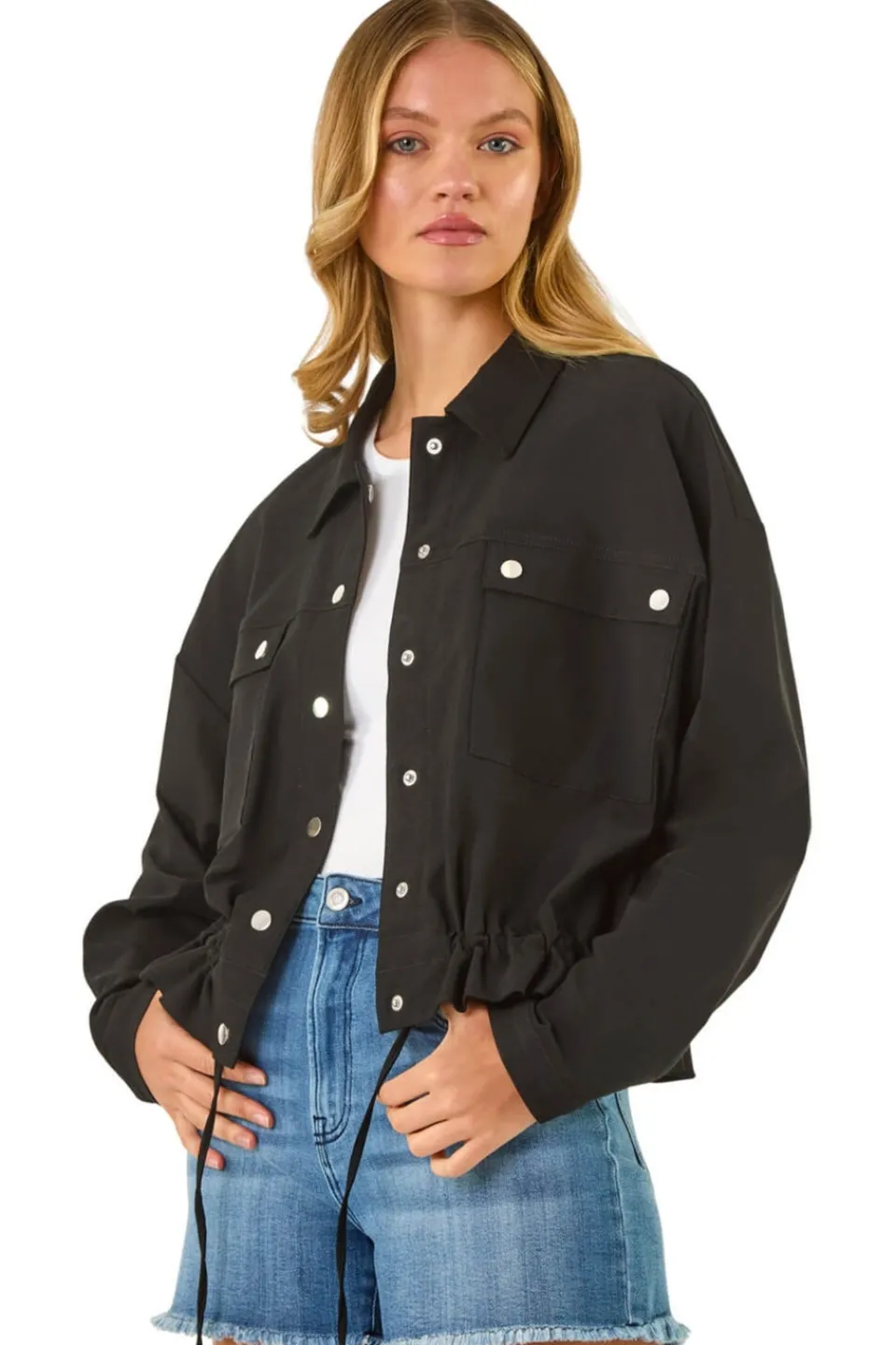 Coats & Jackets>Roman Black Utility Collared Pocket Jacket