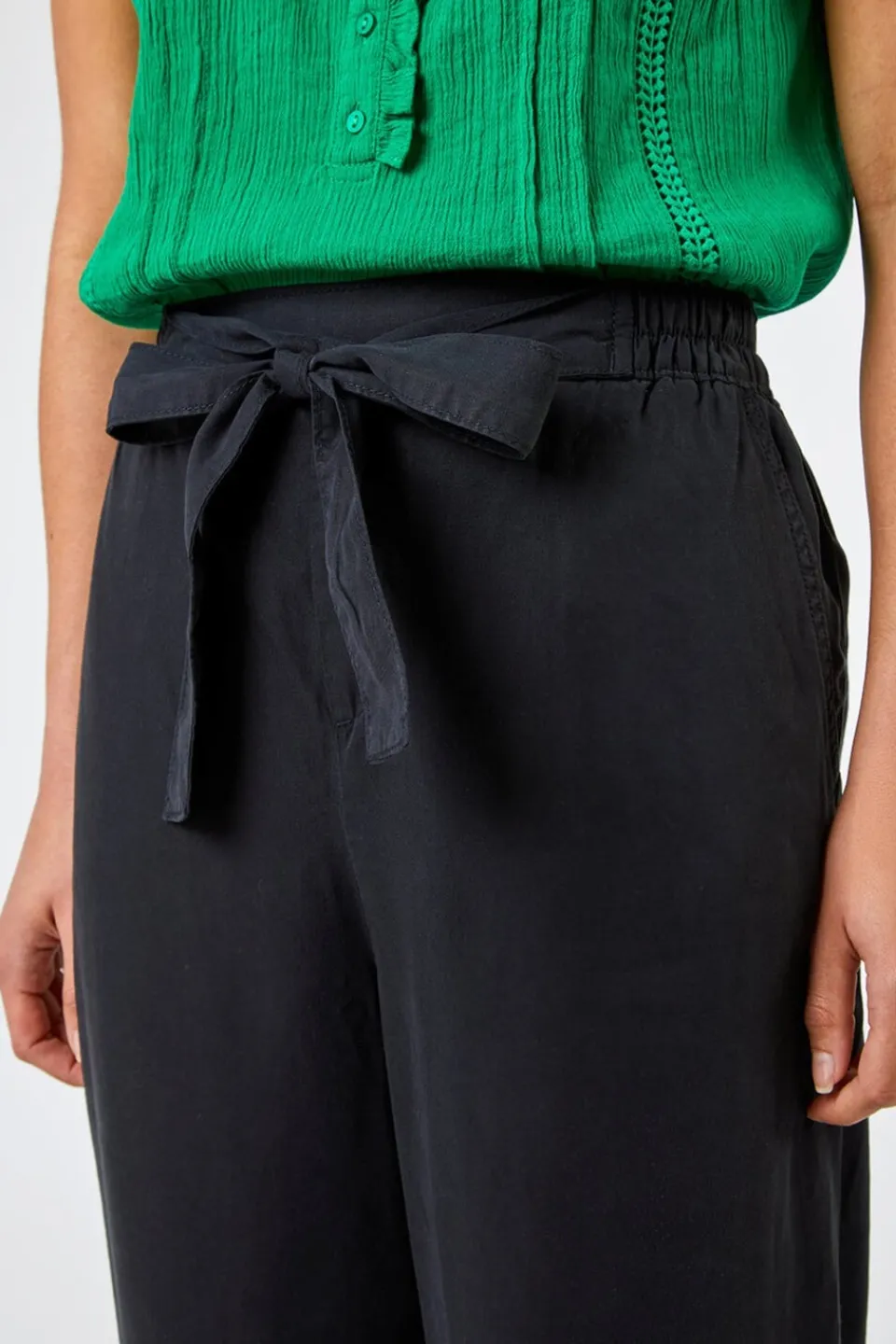 Trousers>Roman Waist Tie Detail Culottes Black