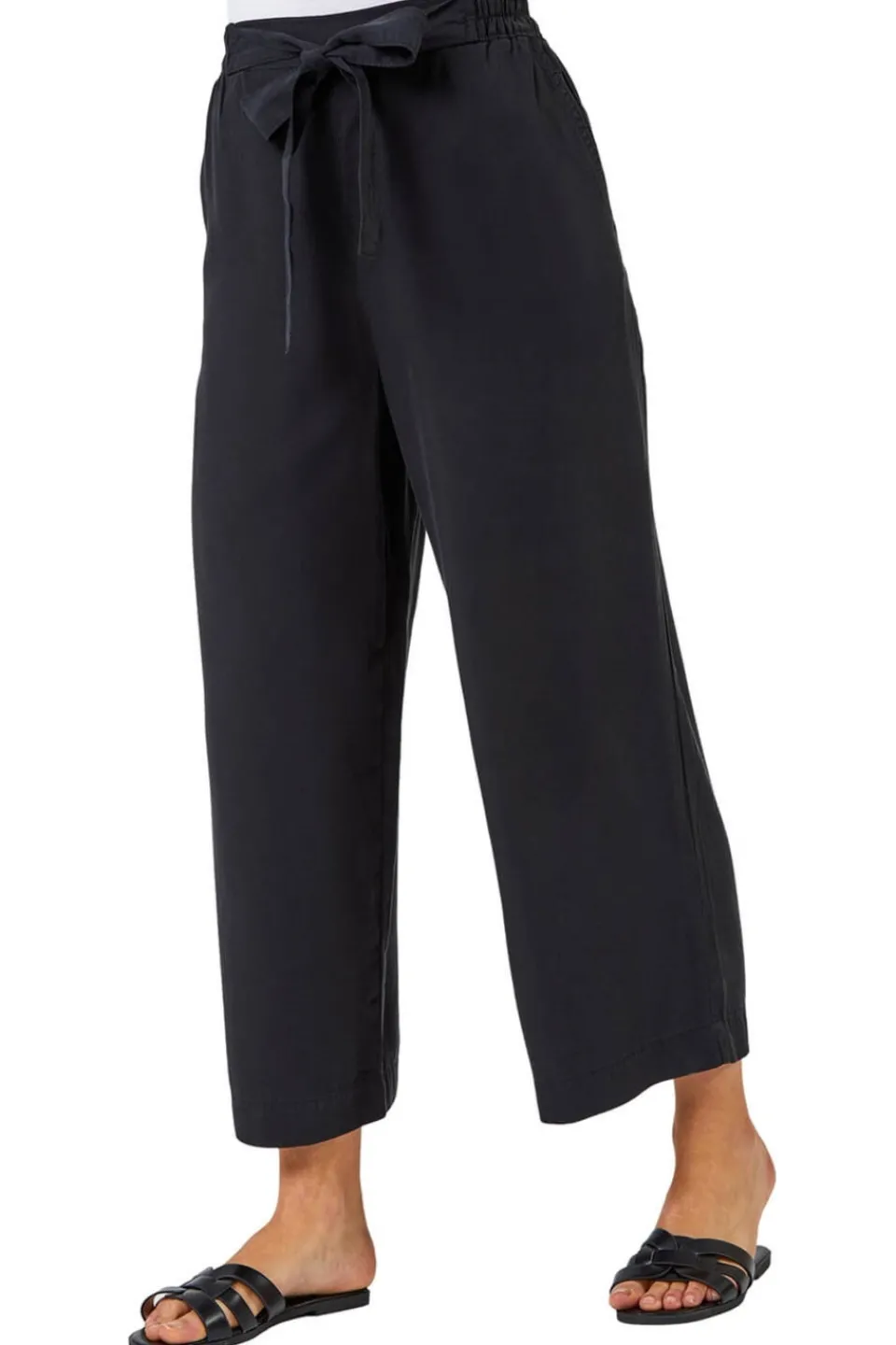 Trousers>Roman Waist Tie Detail Culottes Black