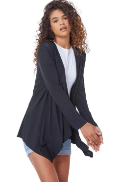 Tops>Roman Waterfall Front Jersey Cardigan Black