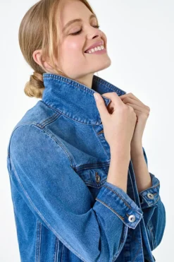 Coats & Jackets>Roman Classic Cotton Denim Jacket Blue