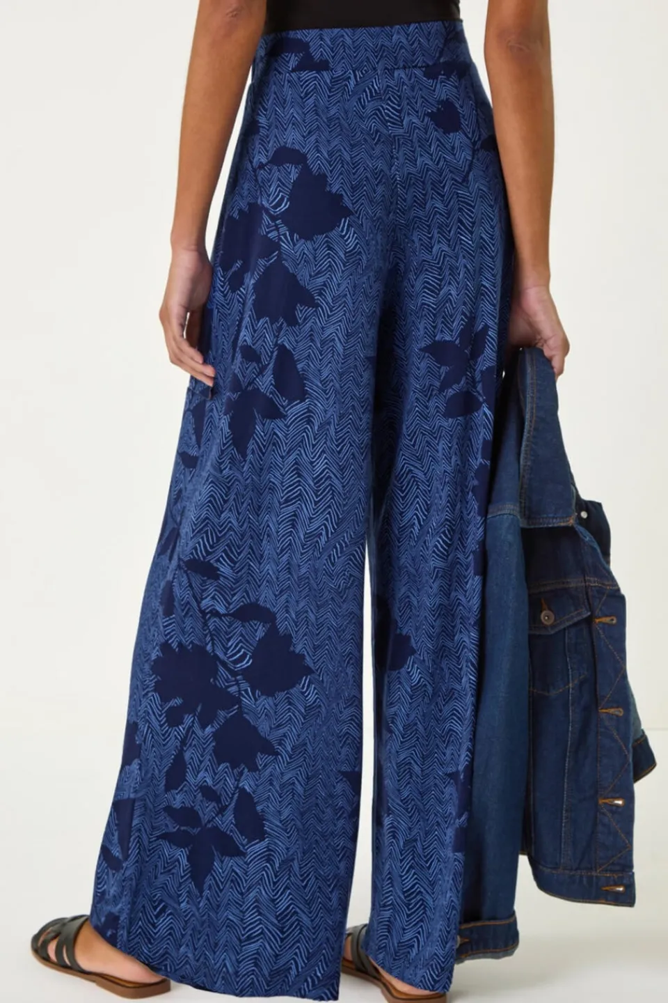 Trousers>Roman Blue Floral Abstract Trouser
