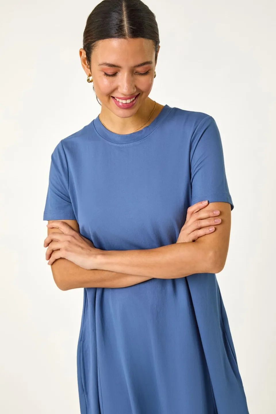 Dresses>Roman Blue Relaxed T-Shirt Jersey Dress
