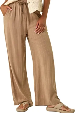 Trousers>Roman Camel Stripe Linen Blend Trouser